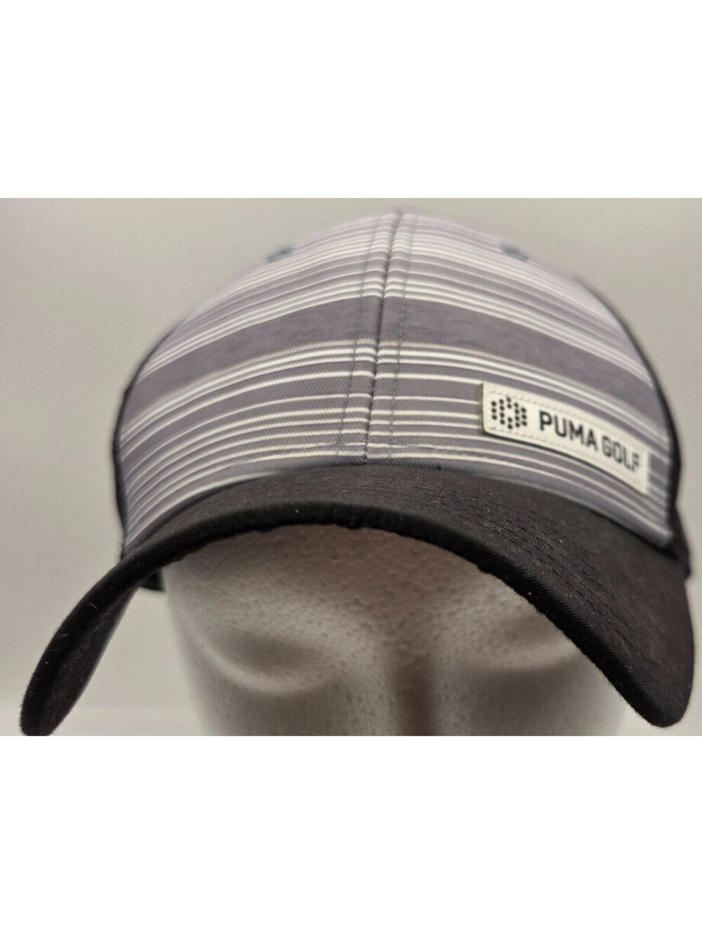 Puma Golf Adjustable Snapback Hat Black Gray Striped Performance Cap